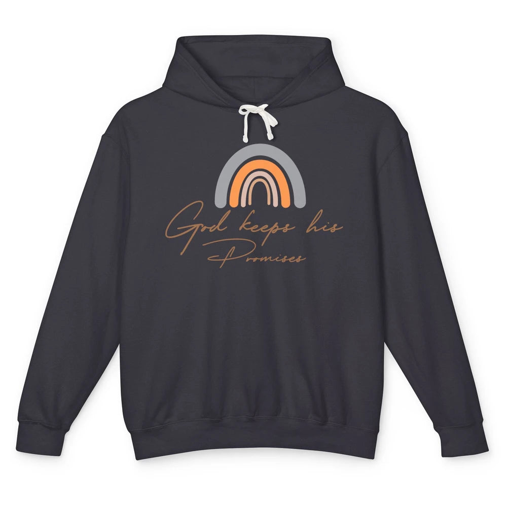 Boho Rainbow God Keeps His Promises Christian Religious Unisex Lightweight Hoodie