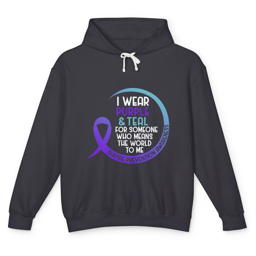 Wear Purple And Teal Ribbon Warrior Suicide Prevention Month Unisex Lightweight Hoodie