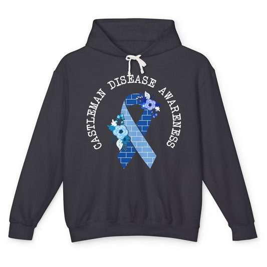 Castleman Disease Awareness Floral Blue Ribbon Rare Disease Unisex Lightweight Hoodie