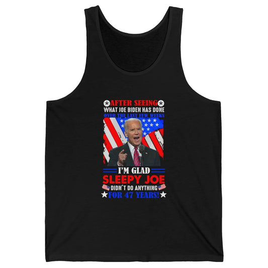 US Flag Joe Biden Didn't Do Anything 47 Years Anti Liberals Unisex Jersey Tank