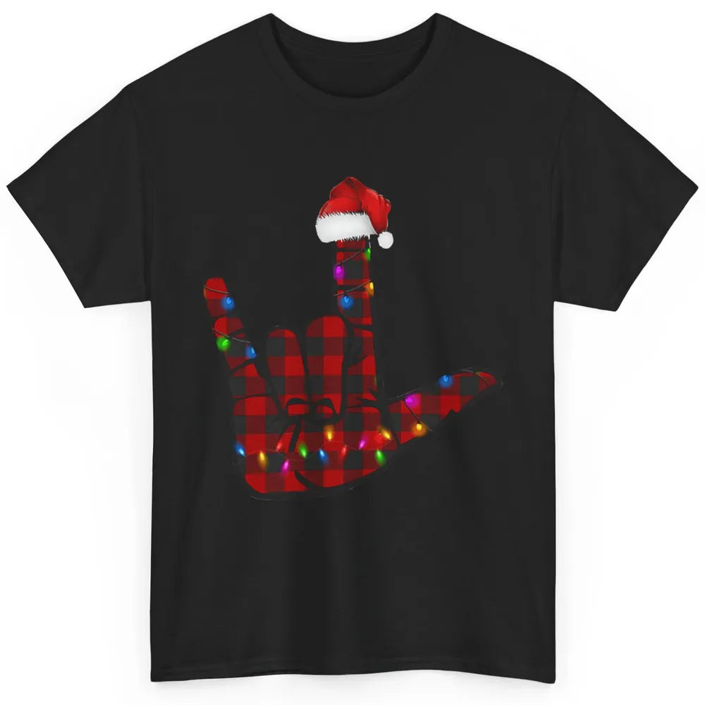 Merry Christmas Hand Sign Language Deaf Xmas Santa Hat ASL Classic Unisex T-Shirt