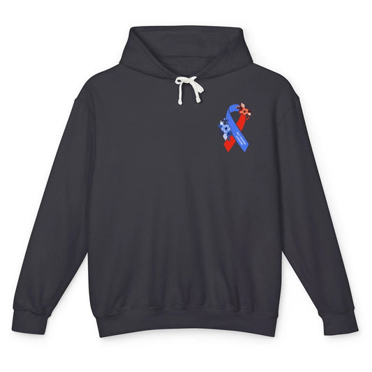 May-thurner Syndrome Awareness Floral Red Blue Ribbon Gift Unisex Lightweight Hoodie