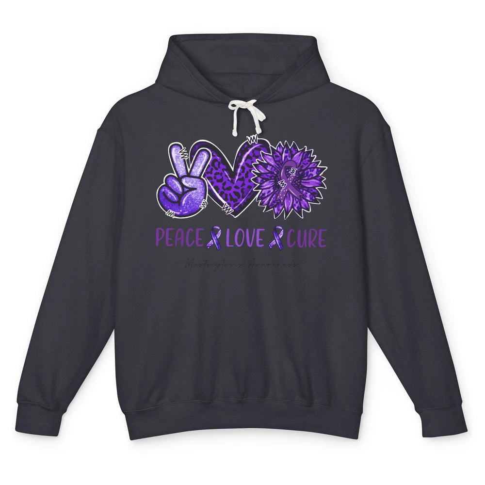 Mastocytosis Awareness Purple Ribbon Peace Love Fight Unisex Lightweight Hoodie