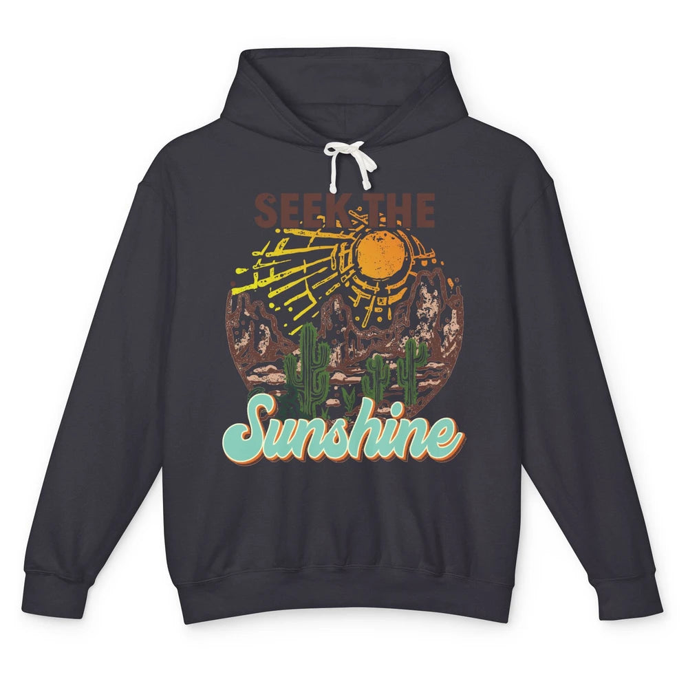 Retro Desert Cactus Seek The Sunshine Western Country Girls Unisex Lightweight Hoodie