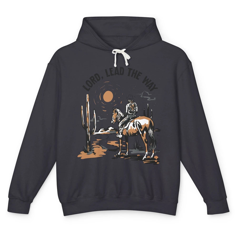 Retro Christian Cowgirl Lord Lead The Way Western Country Unisex Lightweight Hoodie