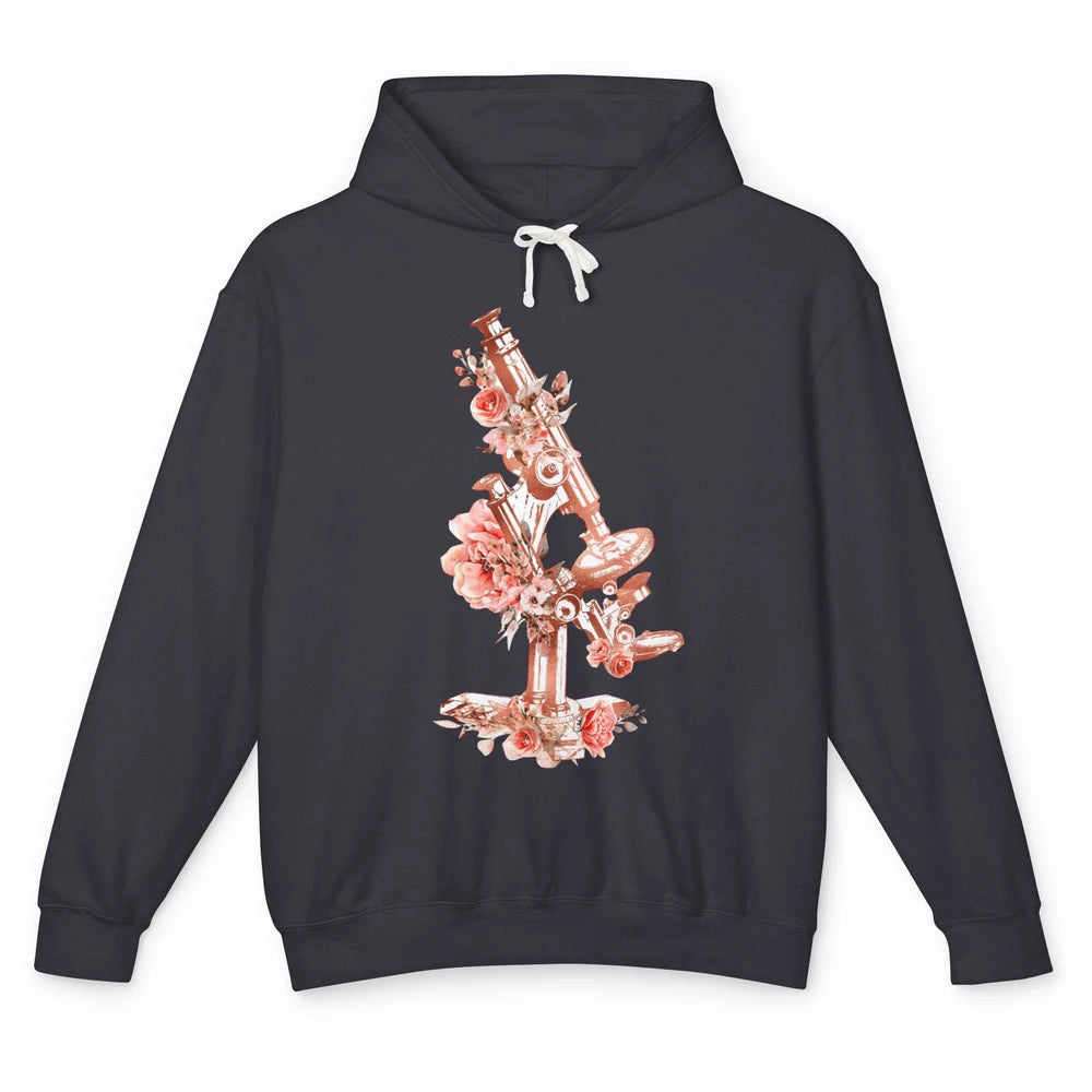 Floral Microscope Medical Laboratory Tools Microbiologist Unisex Lightweight Hoodie