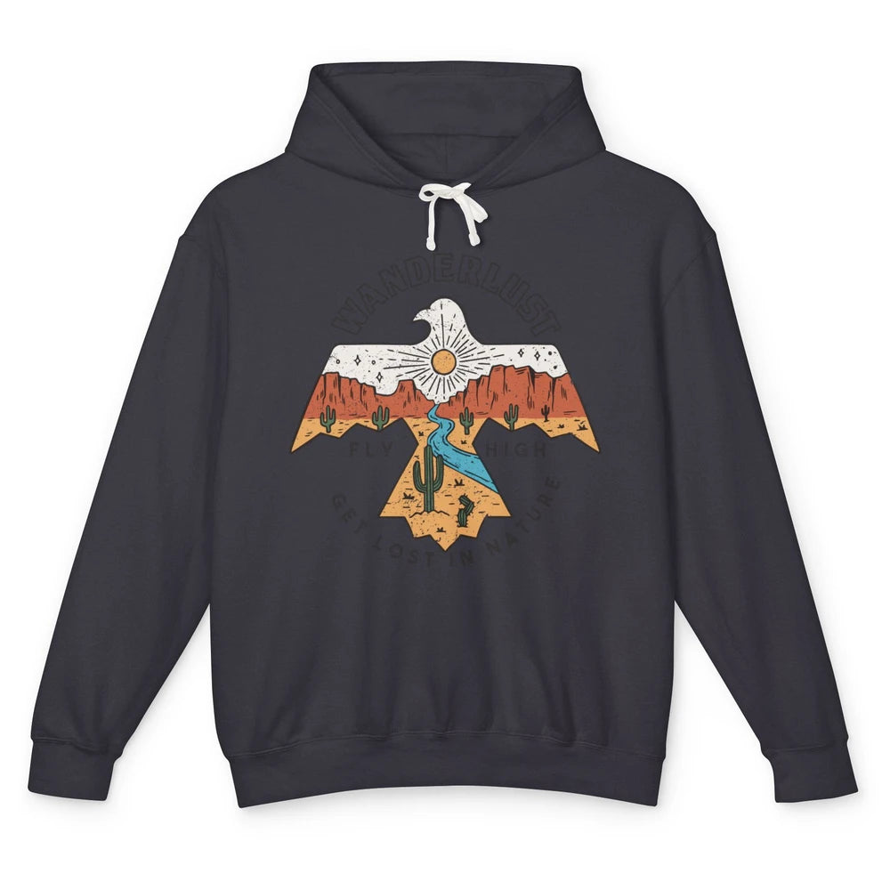 Vintage Eagle Desert Wanderlust Get Lost In Nature Outdoor Unisex Lightweight Hoodie