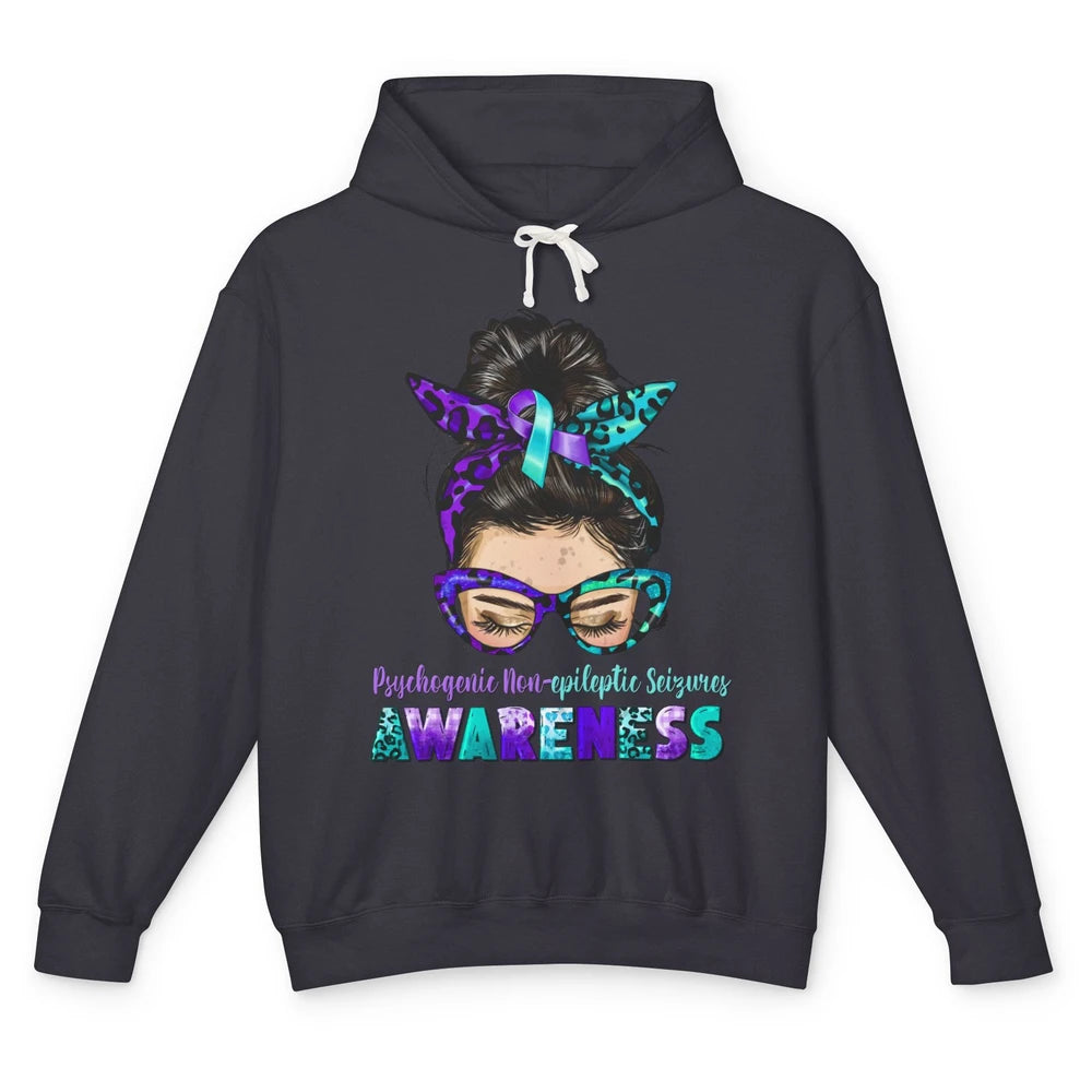 Psychogenic Non-epileptic Seizures PNES Ribbon Messy Bun Mom Unisex Lightweight Hoodie