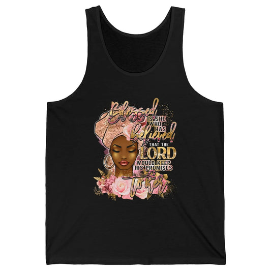 Afro Woman Blessed Is She Who Believed God African Christian Unisex Jersey Tank