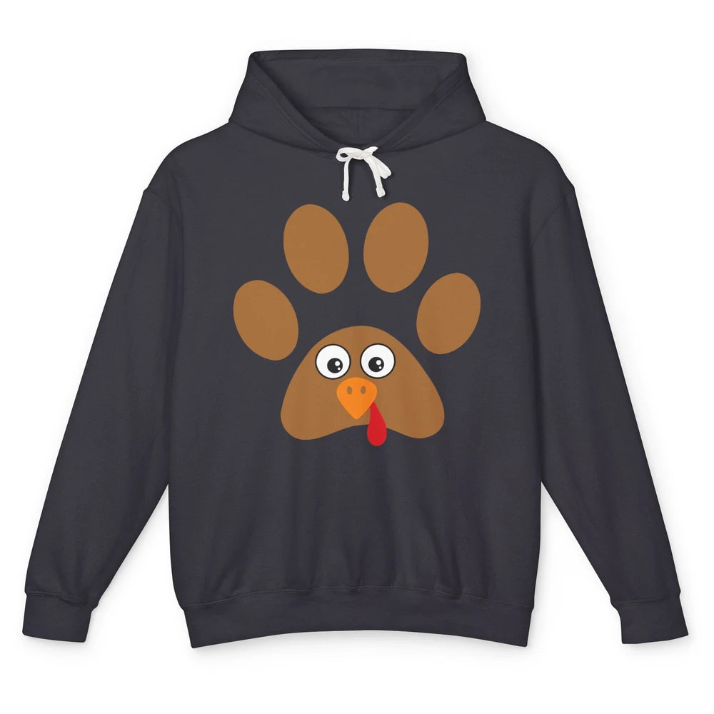 Turkey Pawprint Dog Paw Thanksgiving Cute Puppy Turkey Day Unisex Lightweight Hoodie