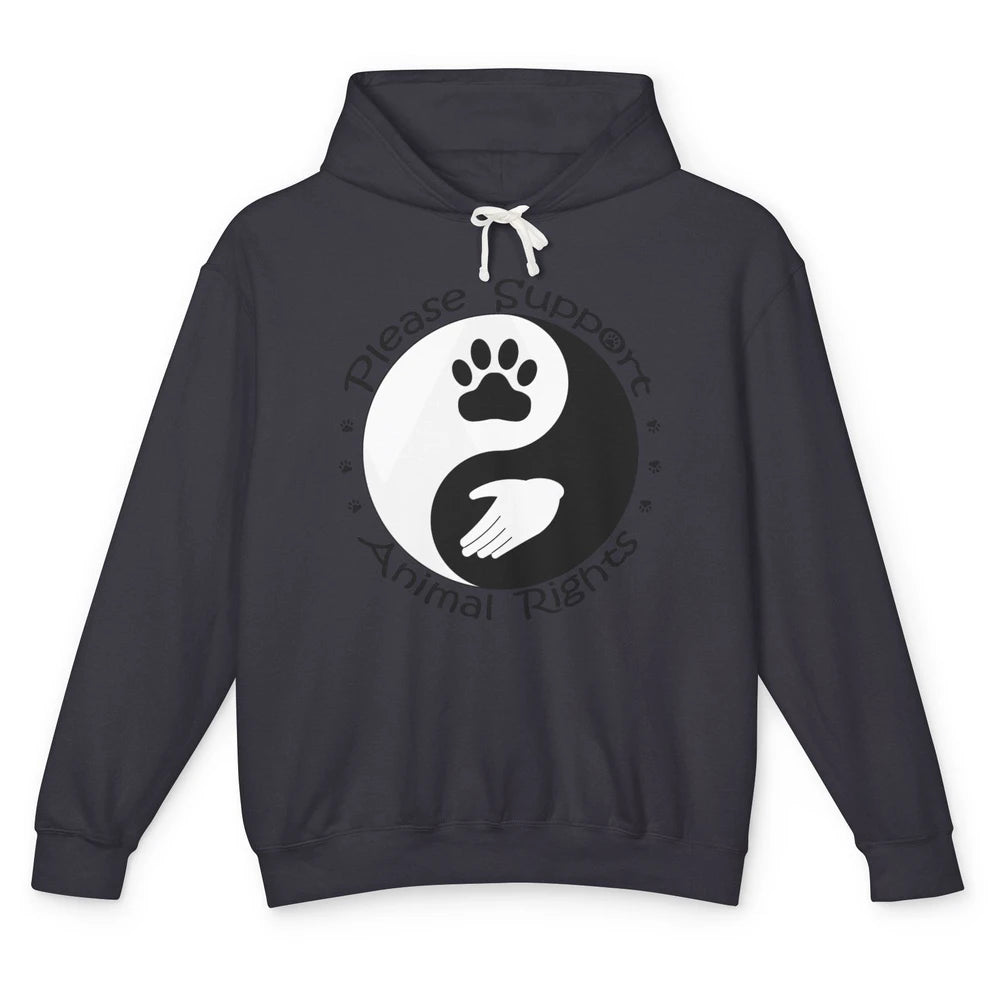 Please Support Animal Rights Pet Rescuer Paw Yin Yang Adopt Unisex Lightweight Hoodie