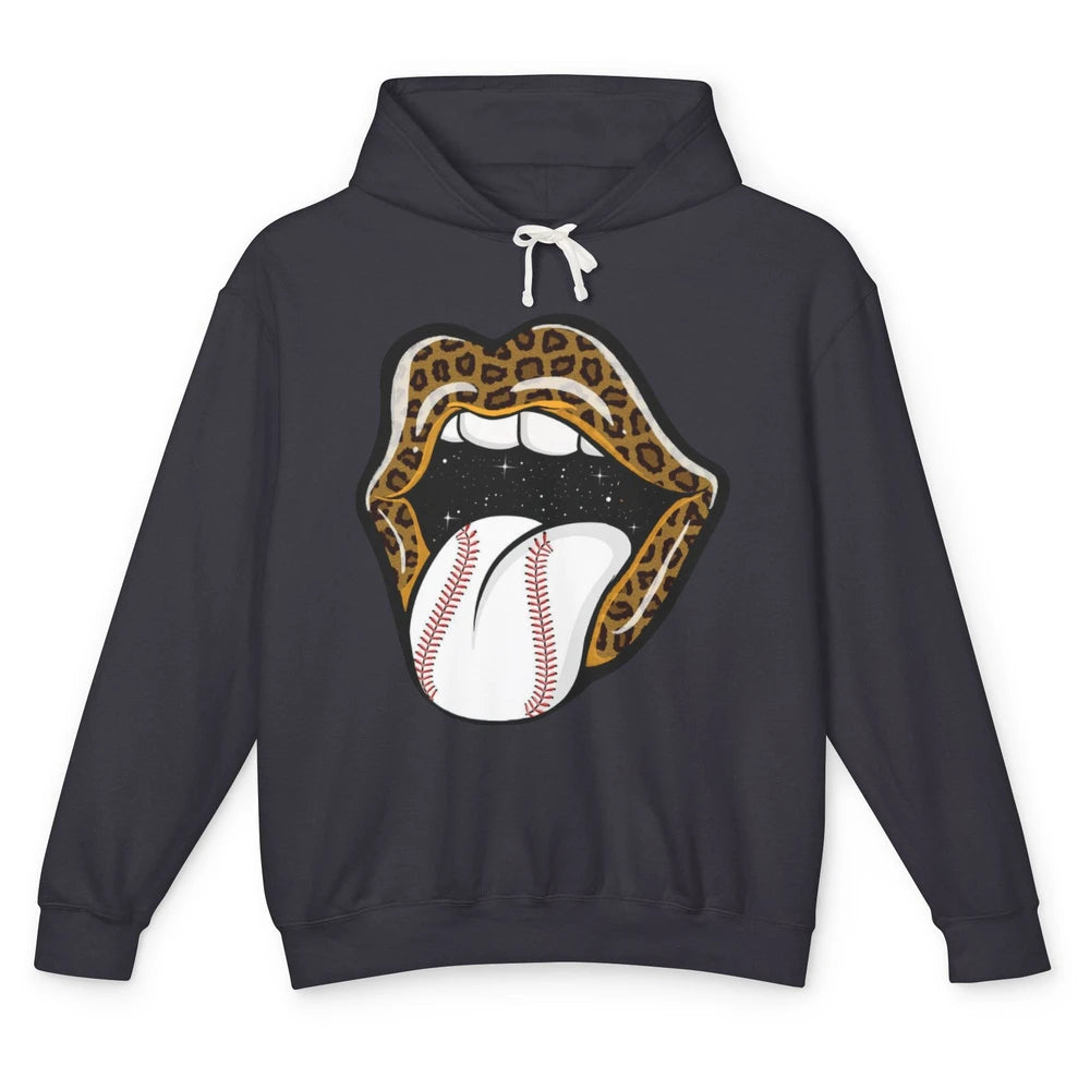 Baseball Lovers Leopard Lips Baseball Players Gift Unisex Lightweight Hoodie