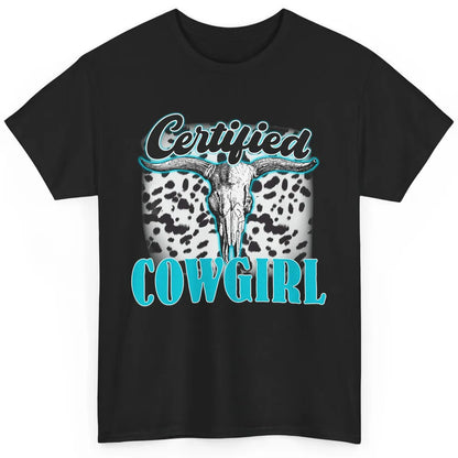 Bull Skull Turquoise Leopard Certified Cowgirl Western Girls Classic Unisex T-Shirt