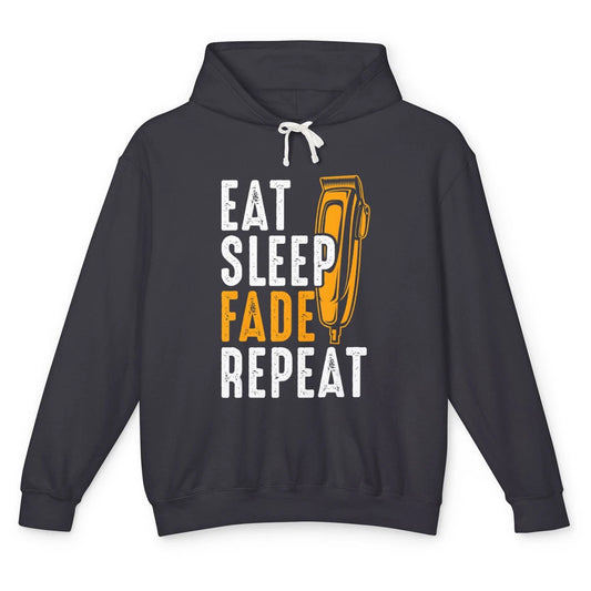 Eat Sleep Fade Repeat Barber Hairstylist Hairdresser Retro Unisex Lightweight Hoodie