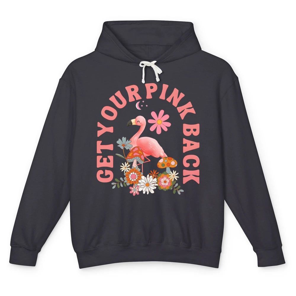 Get Your Pink Back Retro Flamingo Wildflowers Mother's Day Unisex Lightweight Hoodie