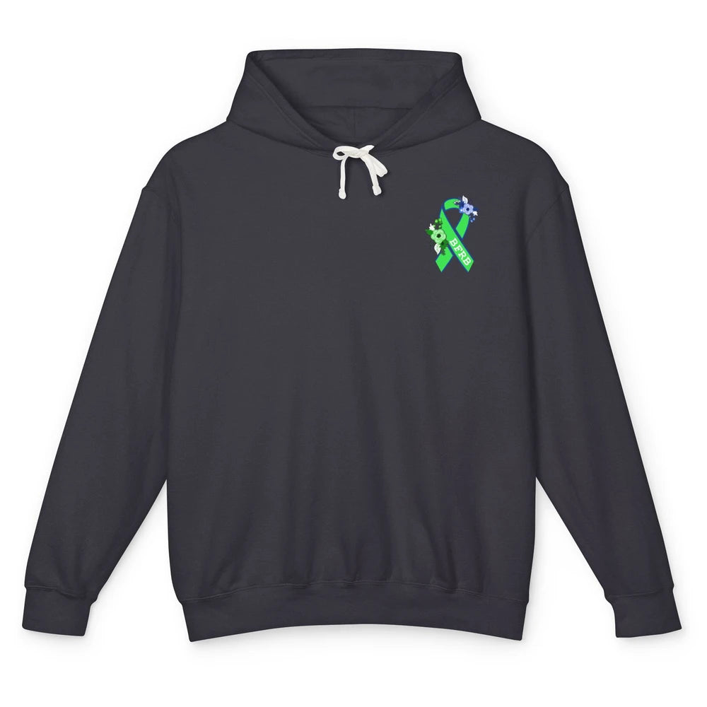 Body Focused Repetitive Disorder BFRB Floral Green Ribbon Unisex Lightweight Hoodie