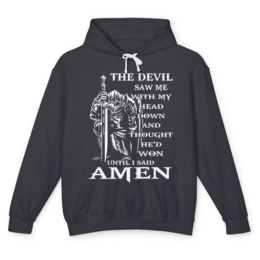 Knight Templar Kneeling Devil Saw Me With My Head Down God Unisex Lightweight Hoodie