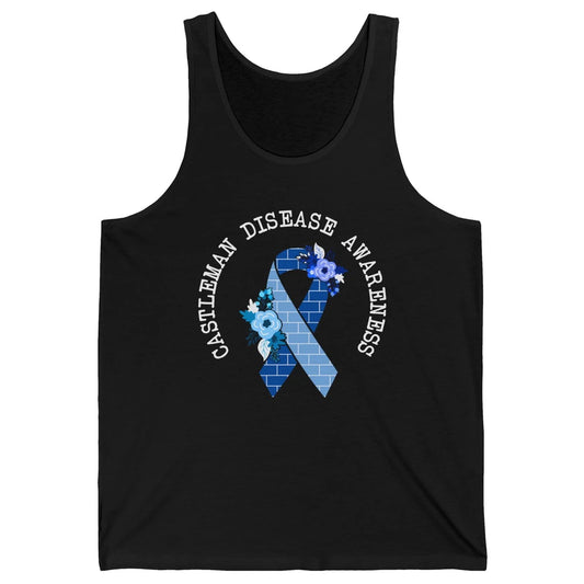 Castleman Disease Awareness Floral Blue Ribbon Rare Disease Unisex Jersey Tank