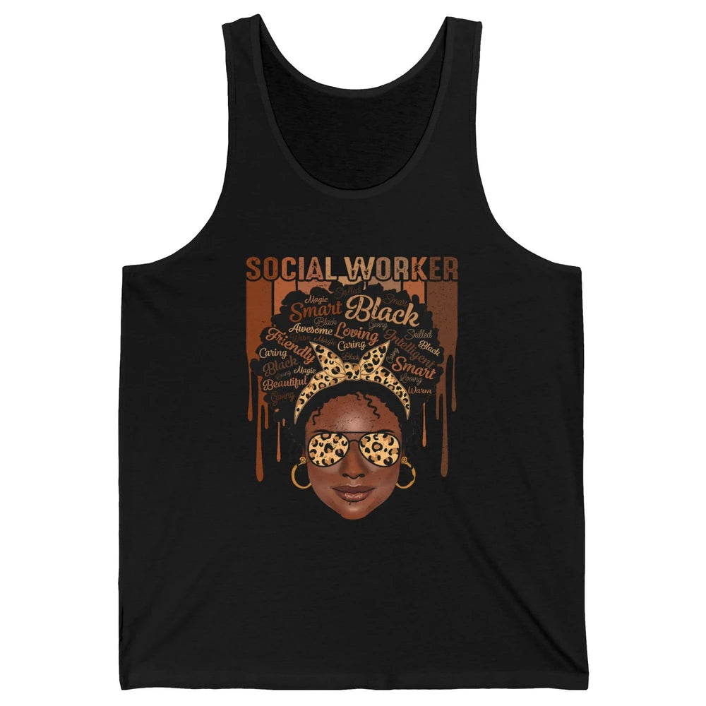 Social Worker Afro Messy Bun African American Social Work Unisex Jersey Tank