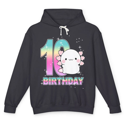 Cute Axolotl 10th Birthday Girl Boy 10 Years Old Birthday Unisex Lightweight Hoodie