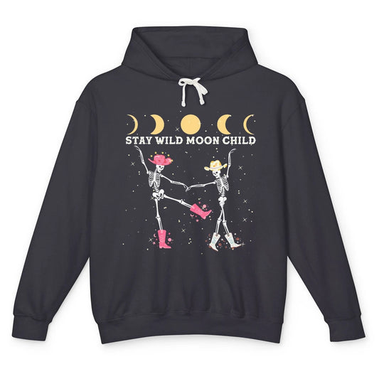 Skeleton Dancing Cowboy Stay Wild Moon Child Western Country Unisex Lightweight Hoodie