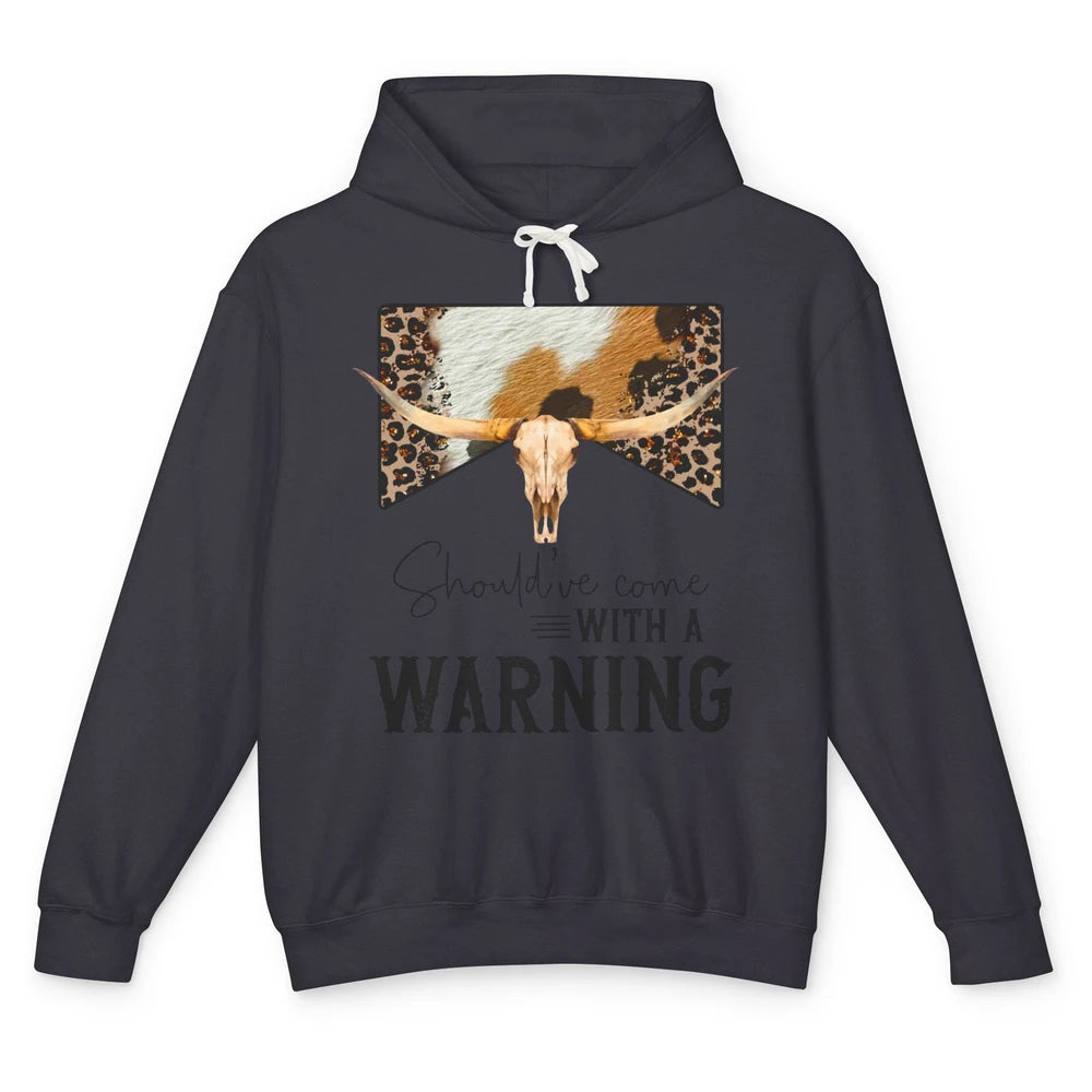 Leopard Cow Skull Should've Come With A Warning Western Unisex Lightweight Hoodie