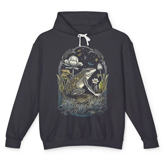 Groovy Frog Tarot Card Goth Occult Astrology Floral Cottagecore Mystic Unisex Lightweight Hoodie