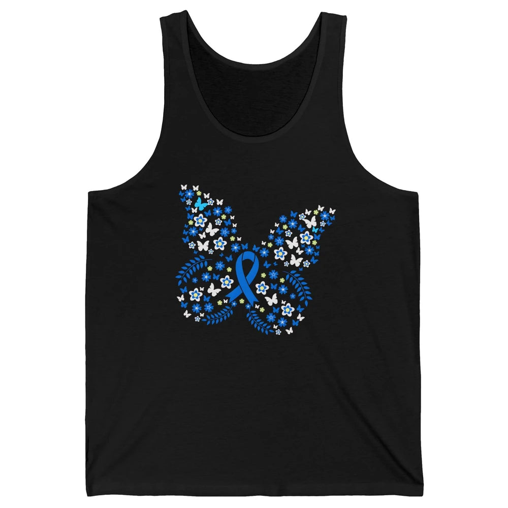 Butterfly Colon Warrior Colorectal Cancer Dark Blue Ribbon Unisex Jersey Tank