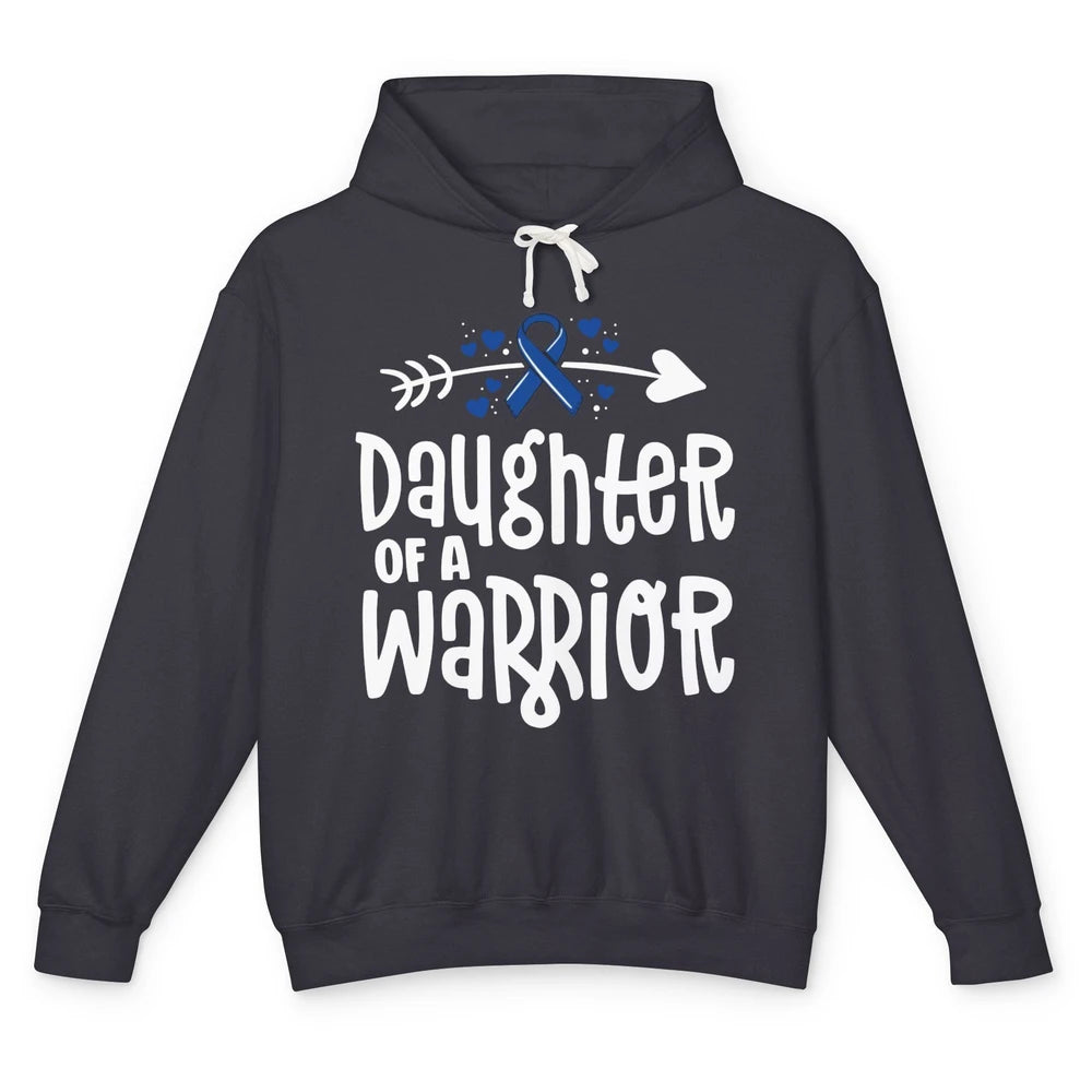 Warrior Daughter Colon Cancer Colorectal Dark Blue Ribbon Unisex Lightweight Hoodie