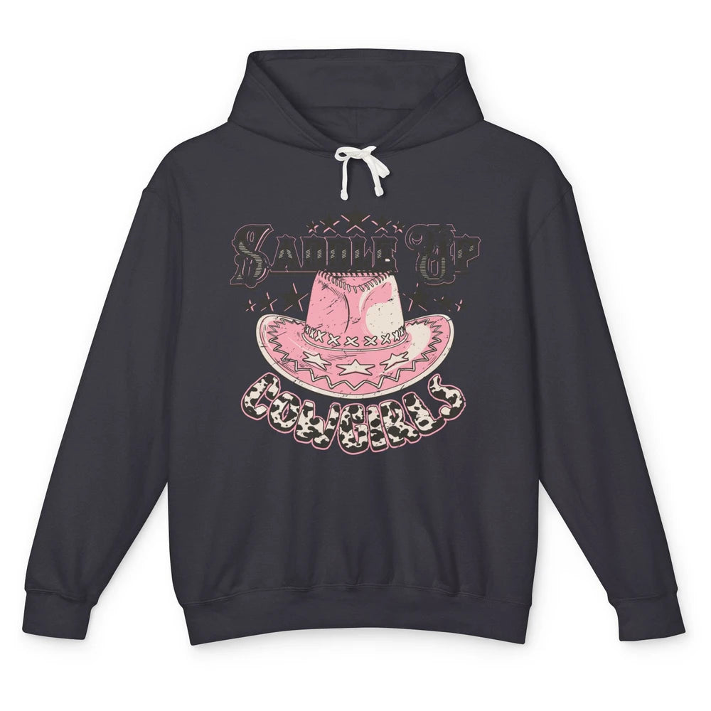 Cowgirl Hat Cow Print Saddle Up Cowgirl Western Country Gift Unisex Lightweight Hoodie