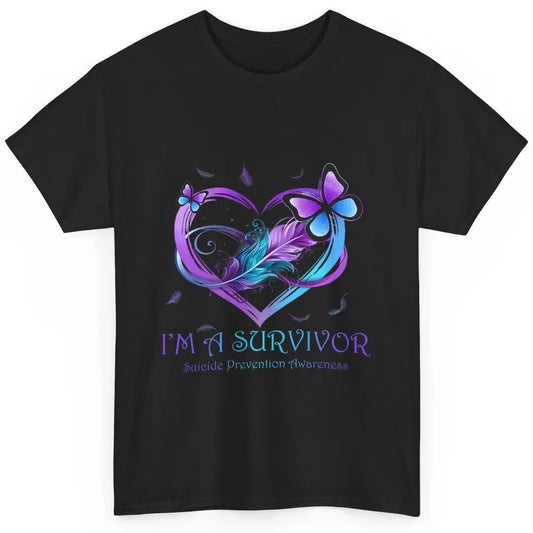 Survivor Purple Teal Heart Love Suicide Prevention Awareness Classic Unisex T-Shirt