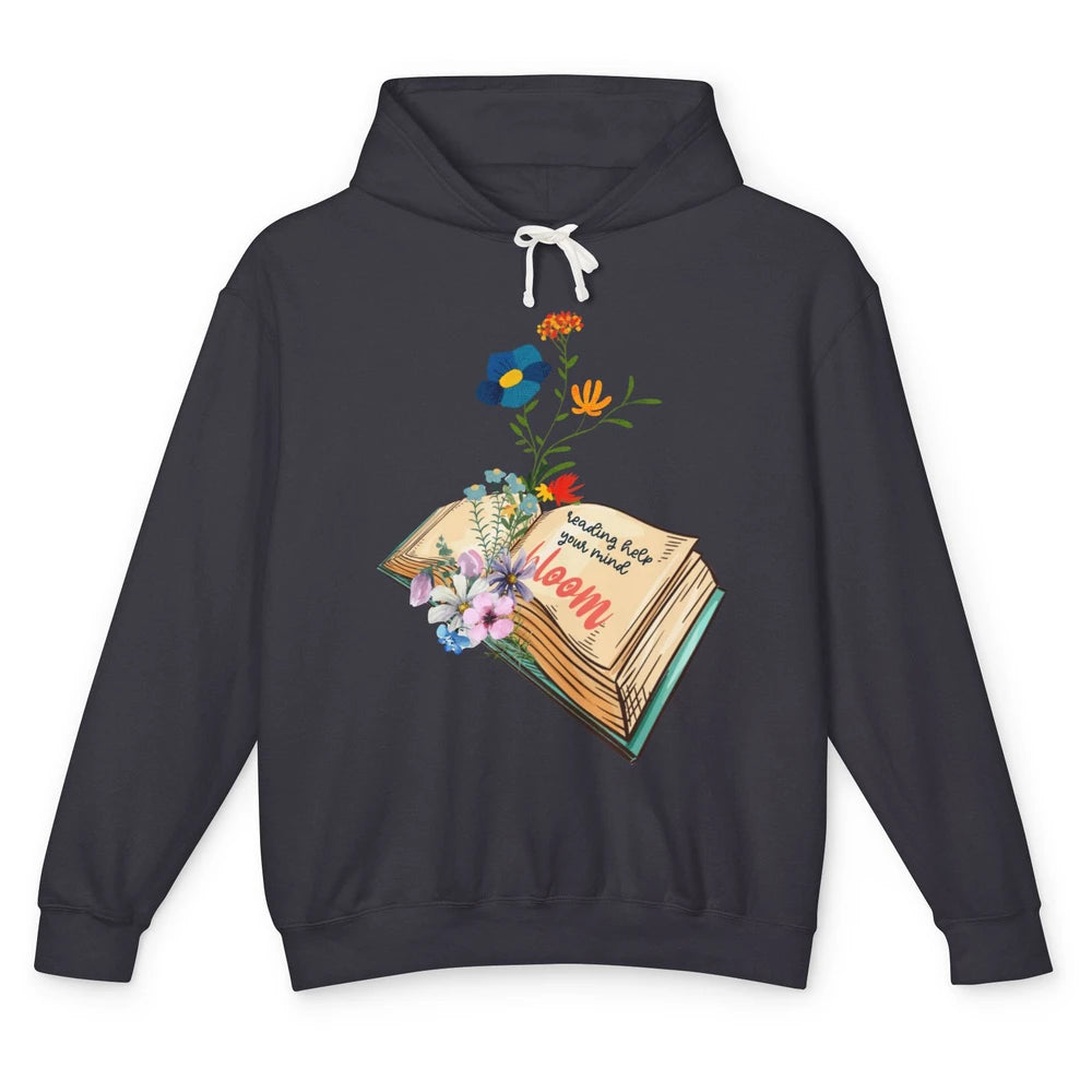 Retro Wildflowers Book Floral Reading Bookworm Teacher Gift Unisex Lightweight Hoodie