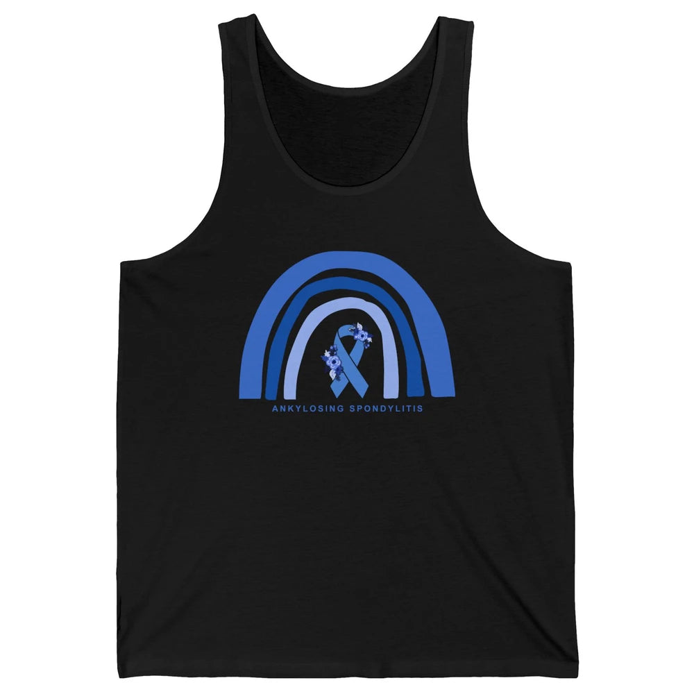 Ankylosing Spondylitis Awareness Support Floral Blue Ribbon Unisex Jersey Tank