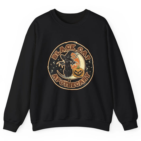 Black Cat Apothecary Cat Witch Pumpkin Halloween Costume Unisex Crewneck Sweatshirt