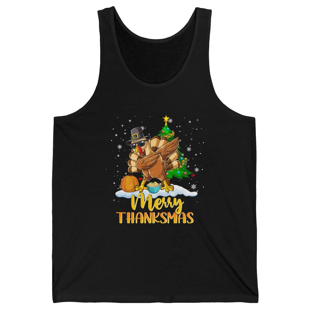 Funny Turkey Merry Thanksmas Christmas Thanksgiving Gift Unisex Jersey Tank