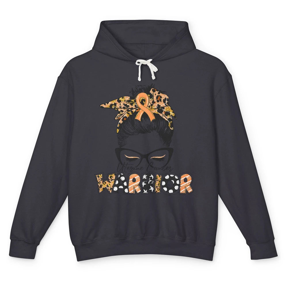 Messy Hair Leopard Woman Warrior Uterine Cancer Awareness Unisex Lightweight Hoodie