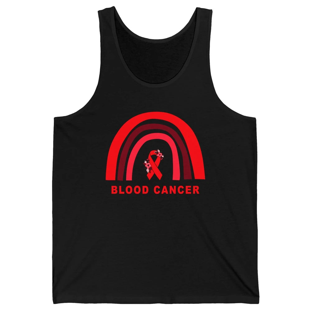 Blood Cancer Awareness Floral Red Ribbon Cute Rainbow Unisex Jersey Tank