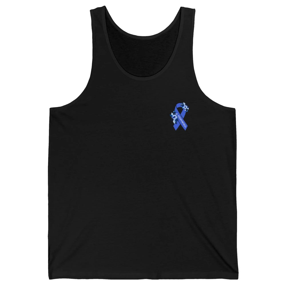 Syringomyelia Awareness Floral Blue Ribbon Rainbow Unisex Jersey Tank