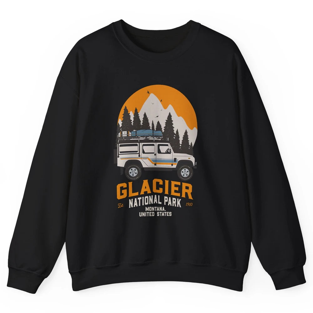 Vintage Glacier National Park Montana Road Trip Camping Unisex Crewneck Sweatshirt