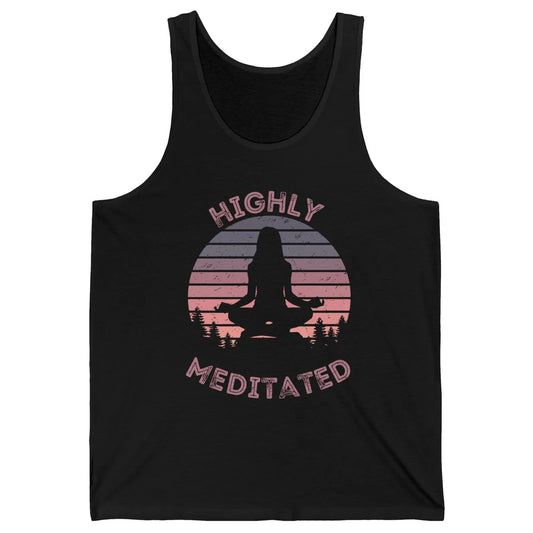 Vintage Woman Doing Yoga Highly Meditated Meditation Lovers Unisex Jersey Tank