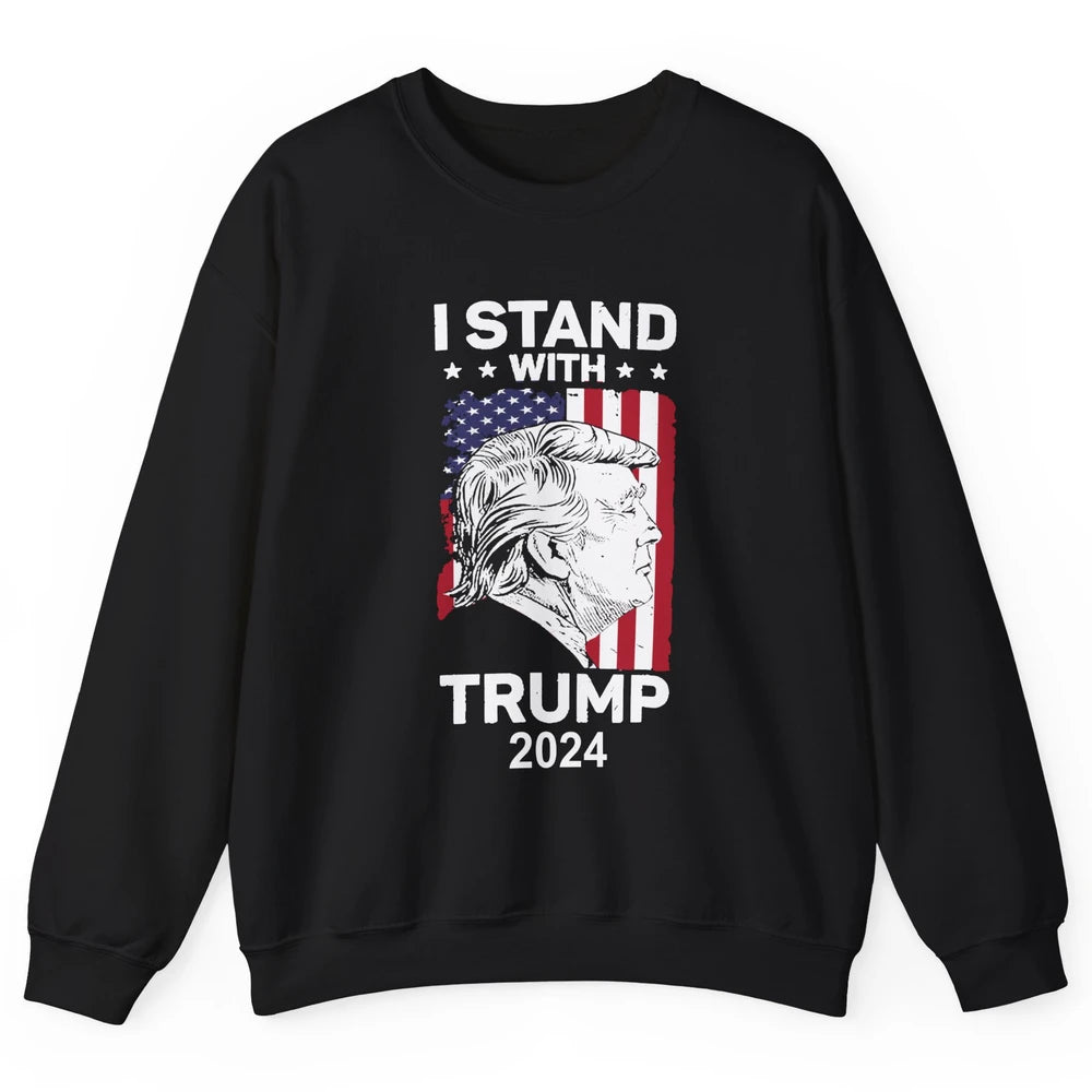 Retro US Flag I Stand With Trump President Trump Return 2024 Unisex Crewneck Sweatshirt