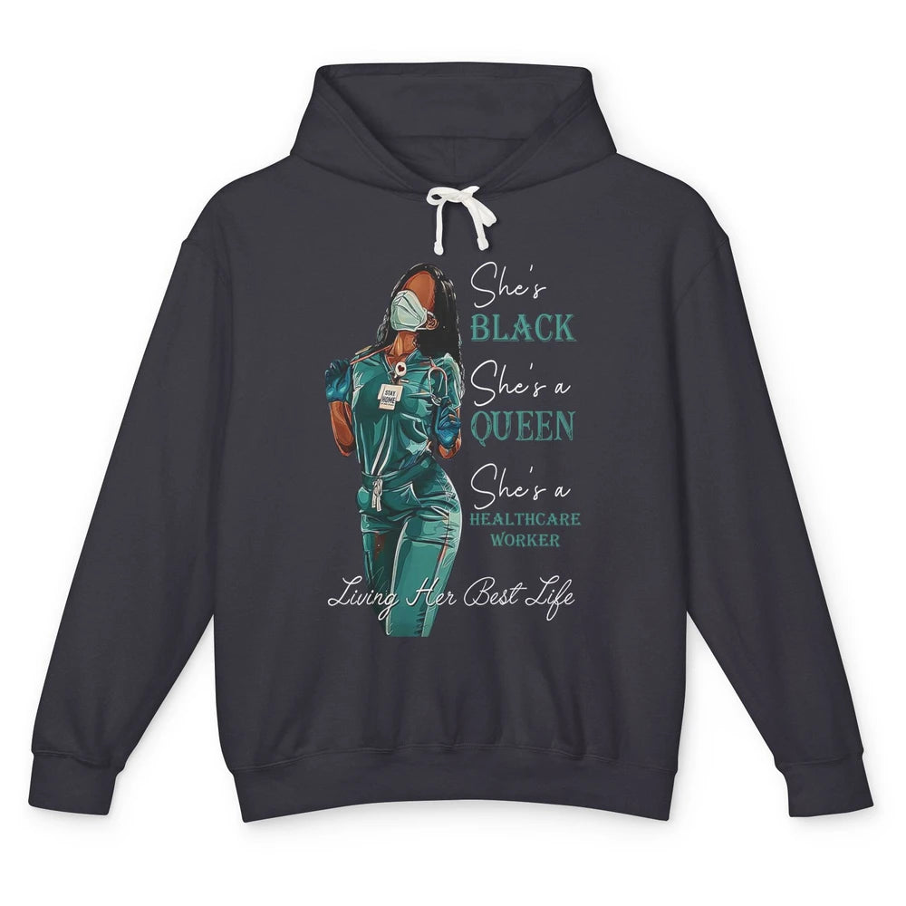 Black Healthcare Worker Proud Nurse Black Queen Pride Gift Unisex Lightweight Hoodie