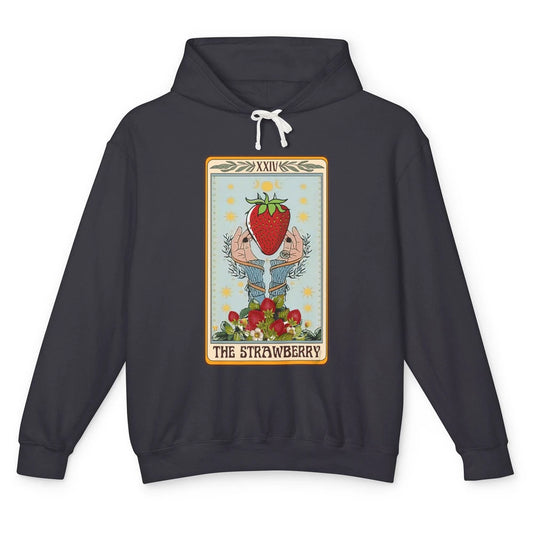 The Strawberry Tarot Card Vintage Goth Cottagecore Halloween Unisex Lightweight Hoodie