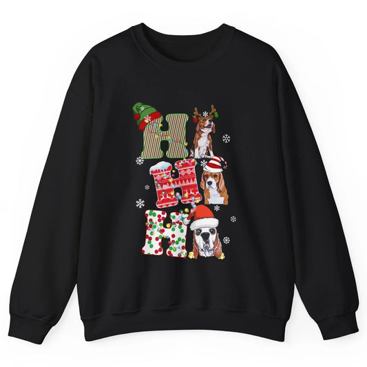 Funny Beagle Christmas Light Santa Beagle Reindeer Snowflake Unisex Crewneck Sweatshirt