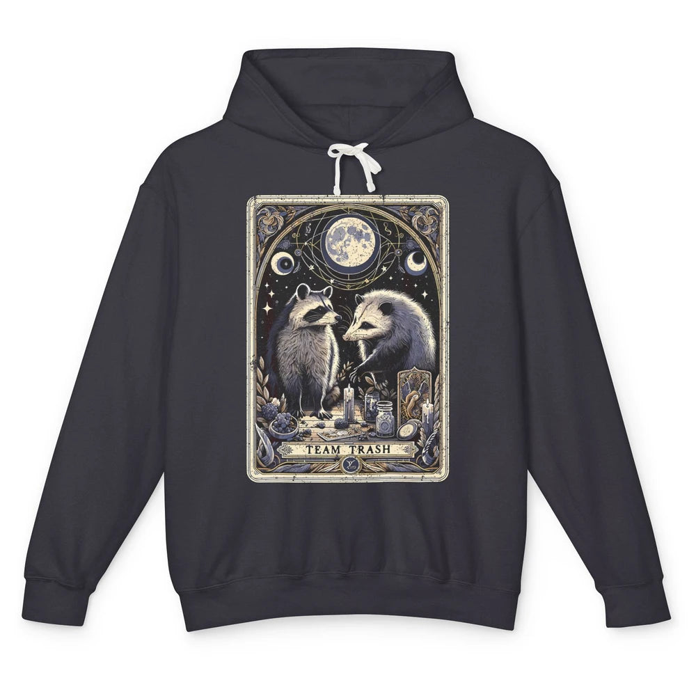 Team Trash Tarot Card Opossum Witchcraft Goth Possum Vintage Panda Raccoon Sarcastic Unisex Lightweight Hoodie