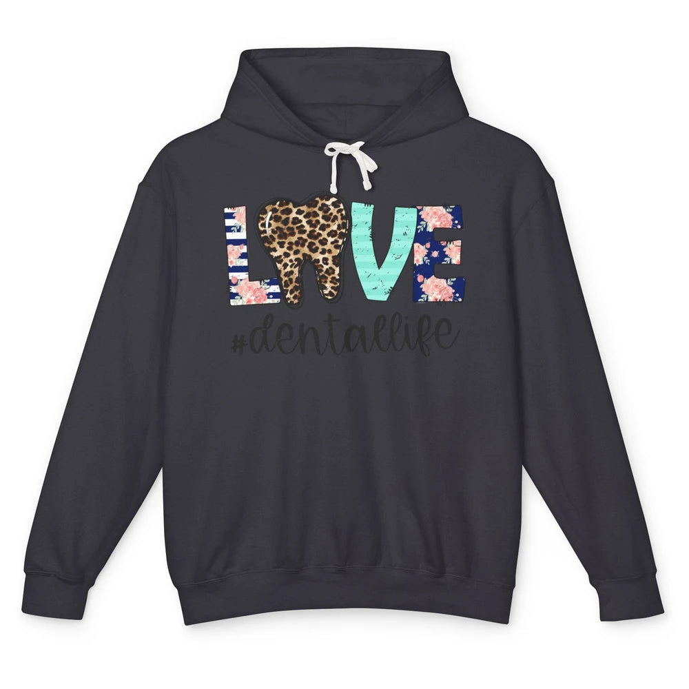 Leopard Teeth Love Dental Life Dental Hygienist Dentistry Unisex Lightweight Hoodie