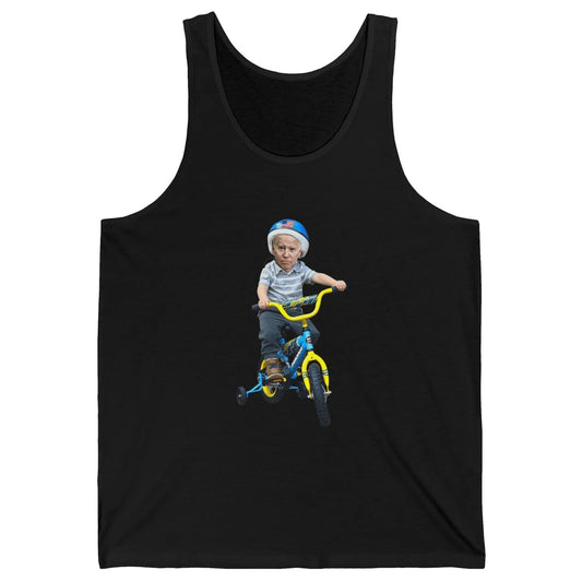 Baby Joe Biden Riding Tricycle Funny Bike Fall Meme Pun Vote Unisex Jersey Tank