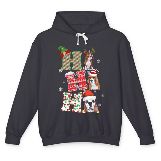 Funny Beagle Christmas Light Santa Beagle Reindeer Snowflake Unisex Lightweight Hoodie