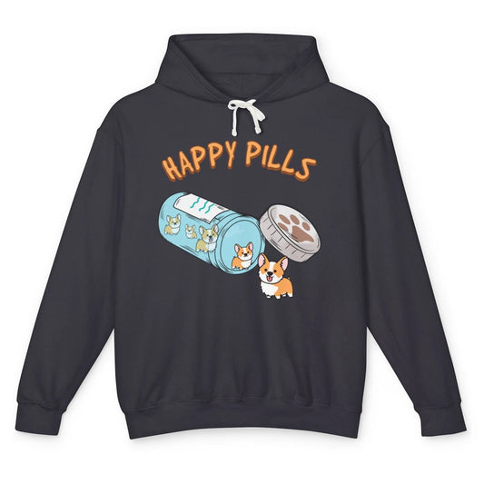 Happy Pills Corgis Cute Welsh Corgi Dog Funny Pet Puppy Unisex Lightweight Hoodie