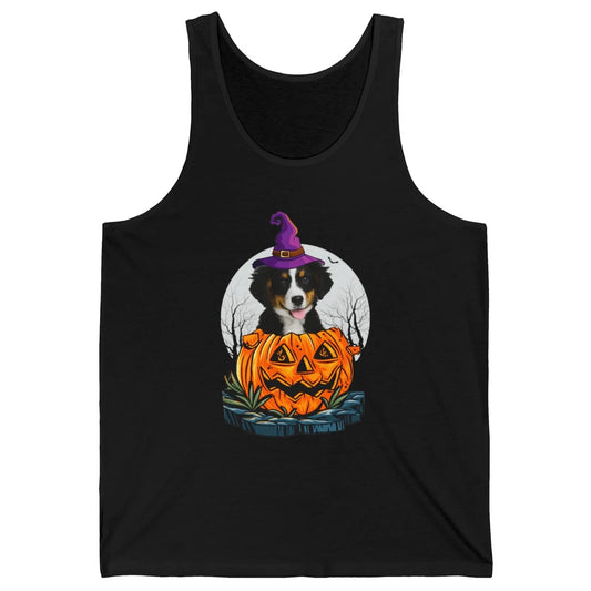 Bernese Mountain Dog Witch Pumpkin Halloween Spooky Season Unisex Jersey Tank